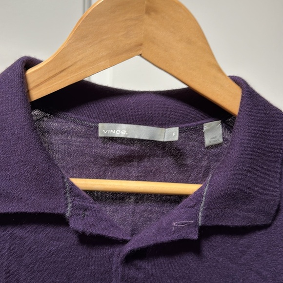 Lightly used Vince purple wool/cashmere LS sweater polo. Size small - Picture 3 of 3